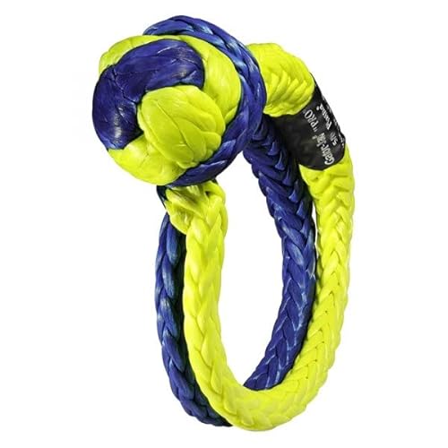 Bubba Rope 176745-PRO2 Heavy Duty 7/16 Synthetic Soft Shackle Gator Jaw PRO Breaking Strength of 52300 lb with UHMPE Plasma in Blue and Yellow, Accessory Ideal for Recovery and Towing Stuck Vehicle