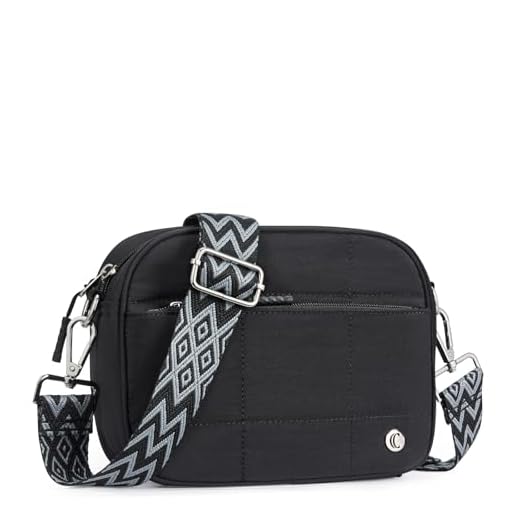 CLUCI Bolsas transversais acolchoadas para mulheres, bolsa de ombro acolchoada leve, bolsas de viagem com alça larga, Preto, Transversal