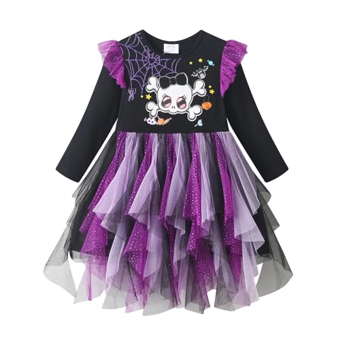 VIKITA Toddler Girls Dress Long Sleeve Ruffle Cotton Sweatshirt with Tutu for Birthday Party Dresses Outfit