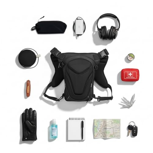 Image of VANTORA ARC 4-in-1 Unisex Sling Bag, Black | Crossbody, Chest, Waist, Thigh & Tank Bag, 5L Hard Shell Travel Pouch, Hydration Pack Compatible