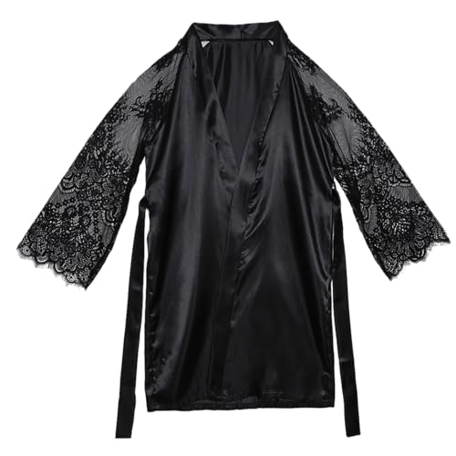 Peignoir loungewear femme avec front ouvert et empiècements lambrissés M