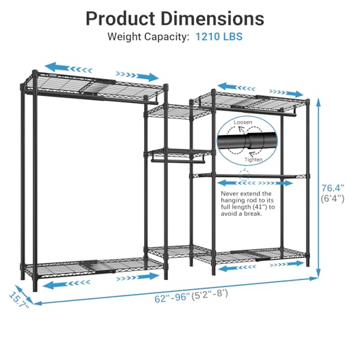 Image of VIPEK Classic V6X Dynamic Closet System, Expandable Garment Rack