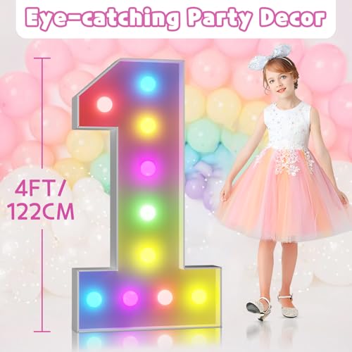 Image of Imprsv Colorful 4FT Marquee Numbers Light up Numbers 90 Birthday Decoration