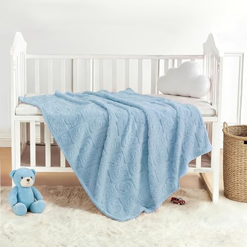 Image of Pro Goleem Elephant Baby Boy Blanket, Soft Fleece Baby Blankets for Boys, 30 inch x 40 inch Blue Crib & Stroller Blanket for Newborns and Toddlers