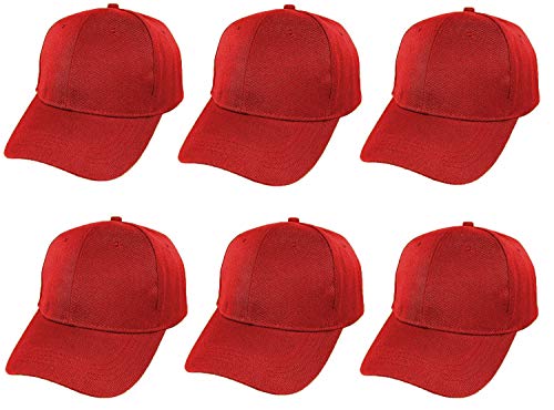 Carnavalife Gorra de Béisbol Ajustable de Estilo Polo Clásico Deportivo Casual de Color Liso Suave y Transpirable Unisex para Adultos y Niños Modelo JDH-1 (Rojo, Pack 6 * Adulto)