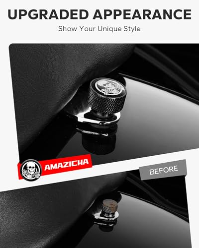 Image of Amazicha Seat Bolt Stainless Steel Fender Rear Seat Screw Skull Sissy Bar 1 /4 inch-20 Thread Compatible with 1997-2026 Harley Davidson Touring XG XL Dyna Softail Sportster CVO Fatbob Black