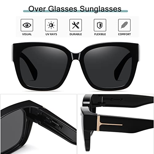 Fit Over Polarized Glasses Sunglasses for Women Men Sun Glasses Trendy Square Frame Wrap UV400 Protection for Driving Riding4
