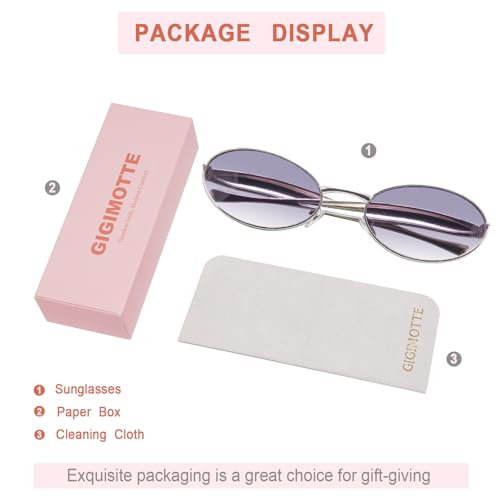 Retro Oval Sunglasses for Women Trendy Small Designer Shades 70s Metal Sun Glasses UV400 Protection GM96114