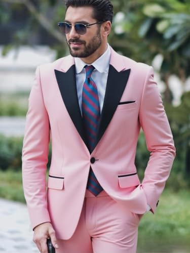 Men's Suit 3-Piece Slim Fit Wedding Tuxedo Double Breasted Vest Pant Set Peak Lapel One Button Blazer Jacket2