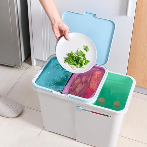 DZYHFCO Abfalleimer, skalierbar, Sortierung, Mülleimer, Haushalt, großer Mülleimer mit Deckel, Push-Pull-Abdeckung, verschließbarer Mülleimer, Kunststoff, Sortierung, Mülleimer – Bild 8