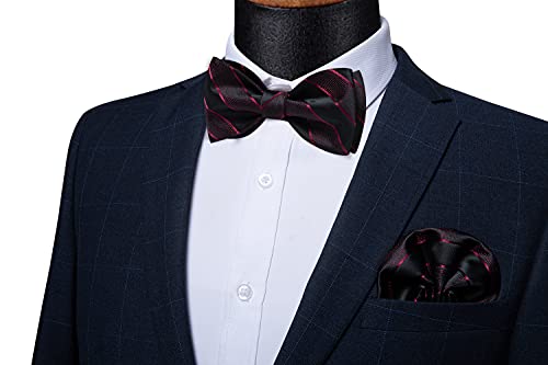 Image of DiBanGu Mens Silk Self Bow Tie Set 4PCS for Tuxedo Wedding