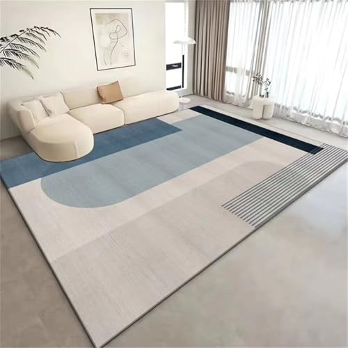 Tapis de chambre pour garçons bleu unicolore au design épuré