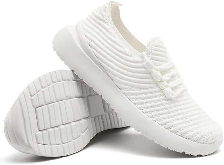 Running Shoes for Women Slip on Casual Walking Tennis Sneakers Non Slip Breathable Lightweight Mesh Workout Gym Hiking Sports Trainers White Size US 8 - Image 4