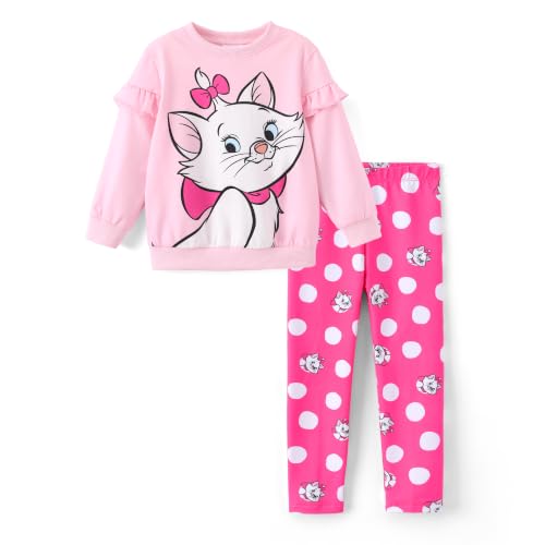 Image of Disney Girls Clothes Long Sleeve Sweatshirt Leggings Outfit 2 Piece Set | Officially Licensed丨Bold Character Print丨Ruffle Shoulder丨Comfy Fit丨Soft Feel丨Lightweight丨Bright Colors丨Mix & Match丨Gift-Ready