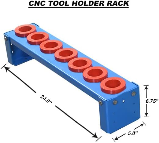 Uratech CNC Tool holder rack | CAT50-BT50-DV50-NMTB50-ISO50 Taper | Cold rolled steel – 16 Gauge | Powder coated finish | Lista Blue color | 5 holders capacity | Made in USA