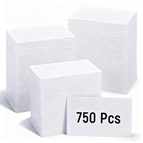 750 Pack Blank PVC ID Cards White Cr80 30 Mil PVC Card Blank Plastic Badge Cards Compatible with Most Printers for Printing Company School ID Badge, Credit Card, Photo