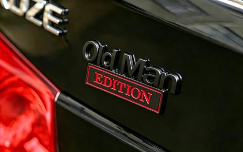 Image of 3D Old Man Edition Chrome Emblems Badges Sticker Car Vehicle, Truck, Motorcycle, RV, Scooter, SUV, Door, Window, Room, Wall and More Decoration (Black Red Edition)