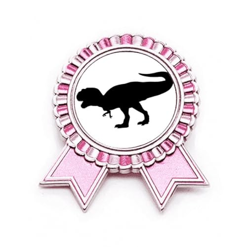 Broche dinosaure féroce rose miniature Winner Medal en métal taille M