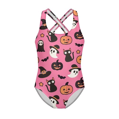 Girls One Piece Swimsuits Teens Sleeveless Back Cross Strap Bathing Suit Kids Quick Dry Cute Beach Swimwear(5-14)