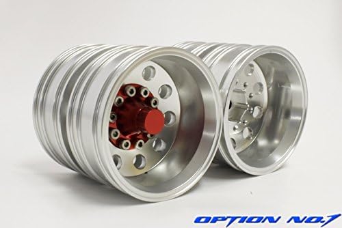 1/14トレーラー用 アルミリヤダブルホイール (2個入) (レッド) HH-WL016-RE