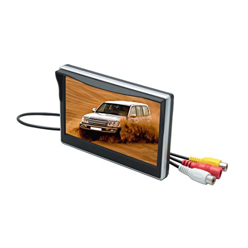 Formulaone Moniteur numérique HD d'affichage de Voiture TFT-LCD de 5 Pouces Moniteur de stationnement Automatique de Sauvegarde Inverse Reverse 2-Ch AV Tension Large avec Support - Noir