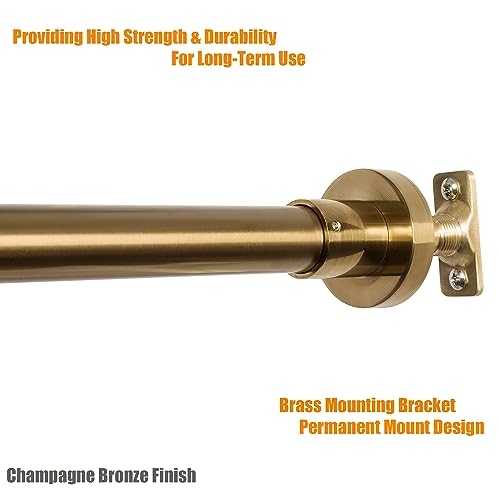 Image of Artiwell Heavy Duty Shower Rod, Adjustable Shower Curtain Rod, Expandable 47-84 Inch, Permanent Mount Shower Rod, Never Rust Stainless Steel for Window Curtain and Closet, Champagne Bronze