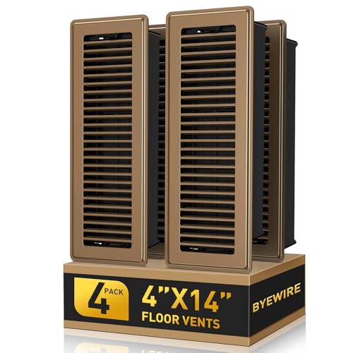 4x14 Floor Register Vent - Heavy Duty Steel Vent Covers for Home Floor and Wall - Adjustable HVAC Vents with Smooth Edges - Rust-Resistant Walkable for Home & Office - 4 Pack (Brown)