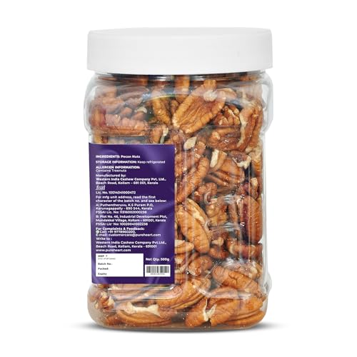 Image of Pureheart Premium Pecan Nuts 500g | Premium Natural Pecans | Healthy Dry Fruits Snack | Rich in Protein, Fibre & Antioxidants | Ideal for Snacking & Baking