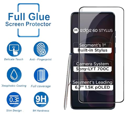 Image of Tempered Glass Screen Protector Compatible For MOTO EDGE 60 STYLUS /Motorola EDGE 60 STYLUS with Easy Self Installation Kit