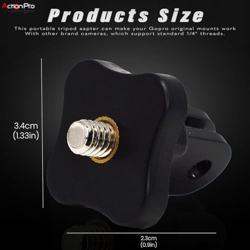 Image of Action Pro Plastic Tripod Adapter with Standard 1 /4 Inch Thread, Compatible with GoPro 13 /12 /11 /10 /9 /8 /7 /6 /5 /4 /3+ /3, Xiaomi Yi, SJCAM & Other Action Cameras (Pack of 4)