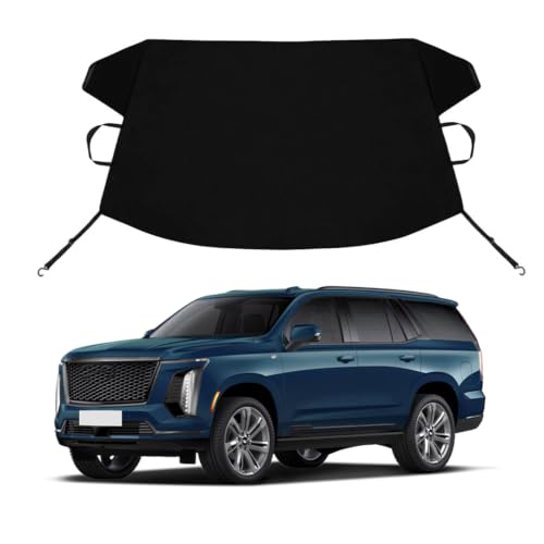 Image of Escalade Custom Windshield Cover for Ice and Snow Ca-di-llac Escalade Heavy Duty 600D Oxford Fabric Windshield Protector Fit Waterproof Frost Snow Cover Winter Car Accessories