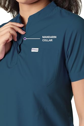 Image of Knya Scrub Suit for Women | 5 Pocket | Mandarin Top & Bottom Set | Short Sleeves | Lightweight & Breathable | Hospital Clinic & OT Wear | Medical Uniform | Scrubs for Female Doctors Nurses & Dentists