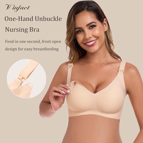 Vinfact 3 Pack Nursing Bras for Breastfeeding Comfort Maternity Bras for Pregnancy Wireless Seamless Breastfeeding Bras2