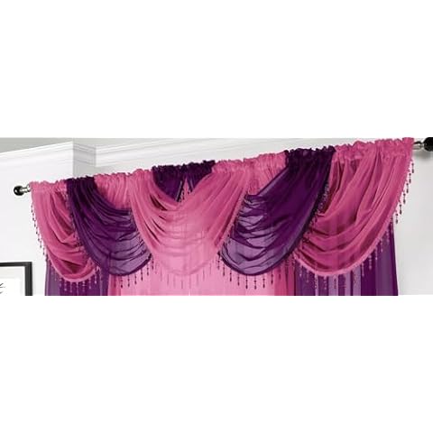 Maple Textiles Purple Voile Curtain Swag Cover