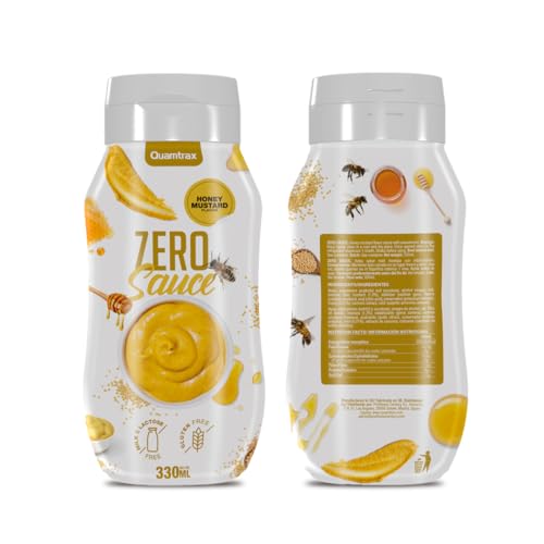 Quamtrax Nutrition - Salsa Gourmet Zero 0% Calorías - 330ml - Sabor auténtico, sin grasas y ligera (330, Miel Mostaza)