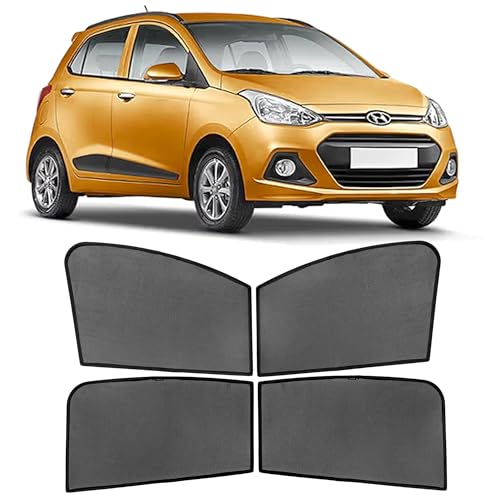 Image of Autostory Custom Fit Black Mesh Car Sunshade for i10 2013-2019 | UV & Heat Protection Car Window Curtains | Privacy Car Sun Shade | Breathable Vehicle Specific Side Window Shades
