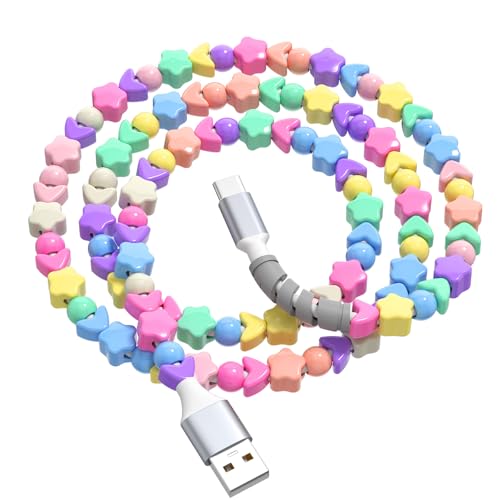 COOYA OnePlus Dash-Charge Cable+ USB to USB C Cable 3.3FT Colorful Star Beads Charger Cord 27W Fast Charge Cable