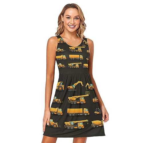 Women's Sleeveless Casual Dresses Swing Cover Up Sundress with Pockets(S-XXL)