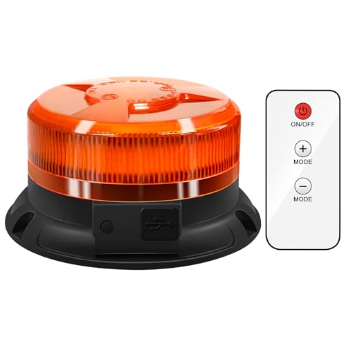 antom Rotativo Luz LED estroboscópica inalámbrico Con mando a distancia 12V-24V orange Luz de emergencia de magnético con tractores, carros de golf, UTV