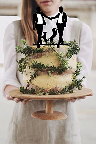 Gay Wedding Cake Topper, Grooms Cake Topper, Mr & Mr Cake Topper With Dogs - Gift For Gay Wedding/Engagement/Anniversary Party Decoration (Two Dogs) #TOP5