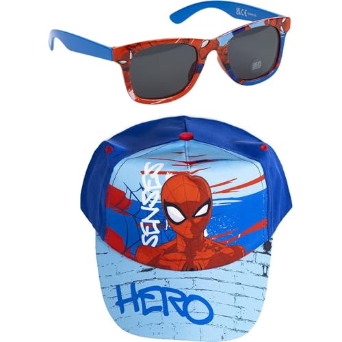 Gorra y Gafas de Sol Marvel Set Infantil Original para Niñ@s Unisex - Gorra y Gafas Avengers Accesorios Verano Protección UV Ajustable