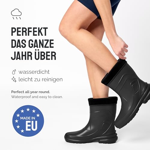 Ladeheid Thermo Eva Gummistiefel Damen gefüttert wasserdichte und federleichte Regenstiefel Damen LA-800-2017 (Schwarz/Schwarz, 38 EU)