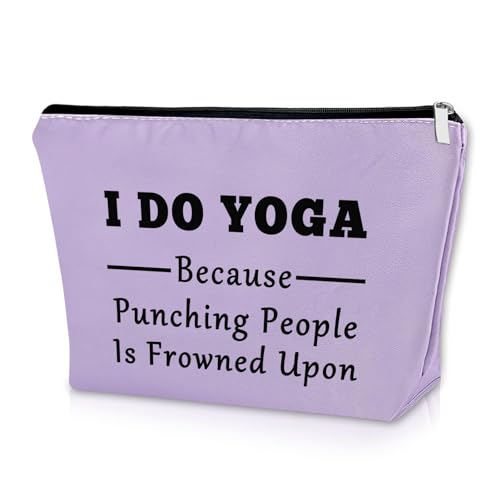 Sazuwu Cadeau de yoga pour les amateurs de yoga, trousse de maquillage sur le thème du yoga, cadeaux de formation pour enseignants de yoga, violet Sazuwu Cadeau de yoga pour les amateurs de yoga, trousse de maquillage sur le thème du yoga, cadeaux de formation pour enseignants de yoga, violet