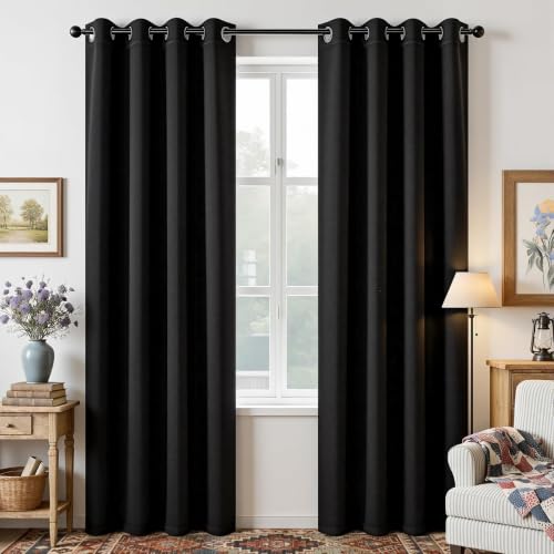 Image of Joydeco Blackout Curtains 84 Inch Length, Thermal Insulated Long Drapes, Room Darkening Grommet Drapes for Living Room Bedroom Window (Pack of 20)