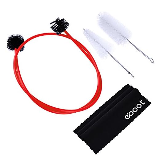 Kit de Limpieza y Cuidado de Trompeta Cepillos de Boquilla de Trompeta Cepillo de Válvula Cepillo Flexible con Paño de Limpieza, 3 Piezas