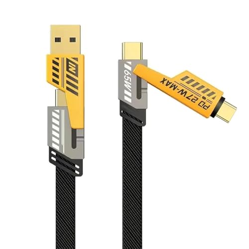 Image of Butee Original 4 in 1 65W Multi-Function Super Fast USB C Cable, Gold Plated 27W USB C to Lightning Cable, Compatible with MacBook Pro, iPhone 15 14 13 12 Series /S /A /M /F /Z /Note Series