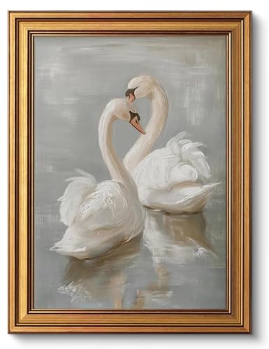 Image of AGOLINE Gold Framed Vintage Swan Wall Art for Living Room,12x16 IN