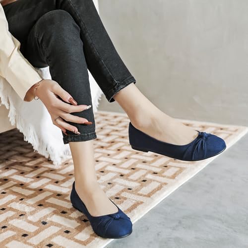 Image of Veittes Women's Wide Width Flat Shoes, Dressy Round Toe Slip On, Soft Comfortable Office Work Daily Walking Ballet Flats.