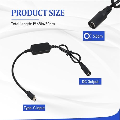 Heated Jacket Battery Step-Up Adapter 9V Charger Cable TypeC to DC 3.5-4.0mm for 7.4V/8.4V Heated Jackets Hoodies and Vests - Not for 12V Gear image 4