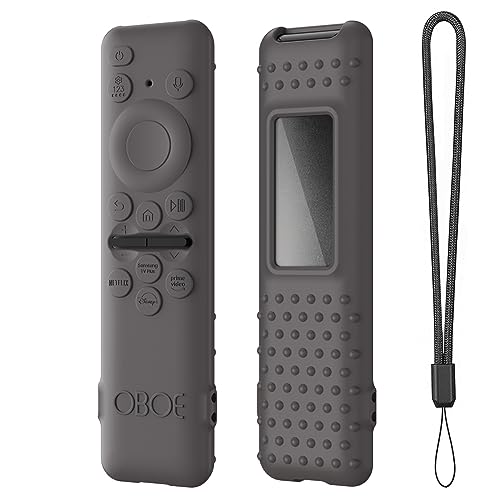 Image of OBOE Samsung Smart TV Remote Cover - Silicone Case with Lanyard (Dark Grey) - Compatible with 2023 Model TM-2360 E Remote